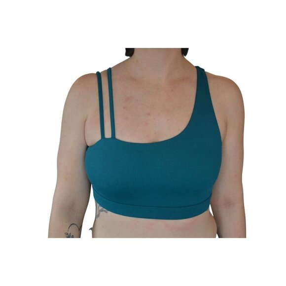 ZYIA Active Teal Blue Textured Asymmetrical Sports Bra Womens XXL Activewear Gym - Picture 1 of 6